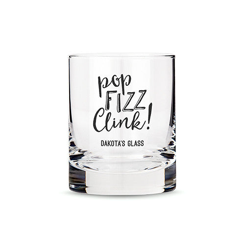 Personalized Whiskey Glasses with Pop Fizz Clink! Printing Black