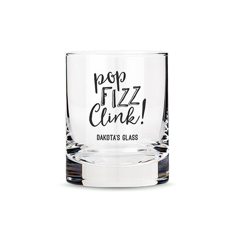 Personalized Whiskey Glasses with Pop Fizz Clink! Printing Black