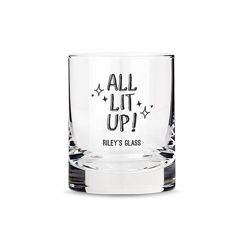 Personalized Whiskey Glasses with All Lit Up! Printing White