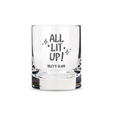Personalized Whiskey Glasses with All Lit Up! Printing White