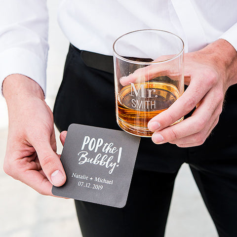 Personalized Whiskey Glasses with Two Line Text Etching