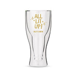 Personalized Double Walled Beer Glass All Lit Up! Printing White