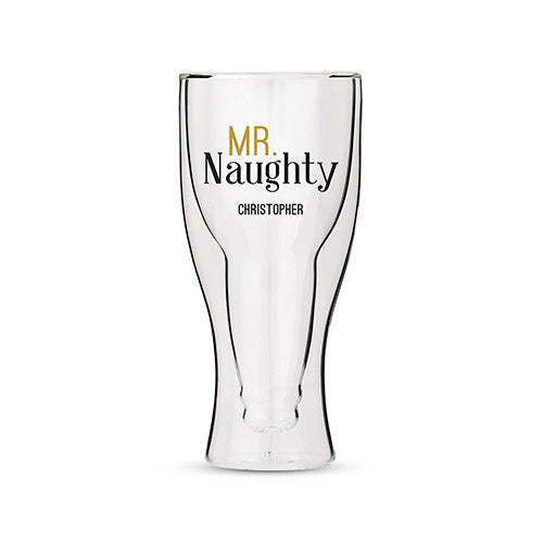 Personalized Double Walled Beer Glass Mr. Naughty Print