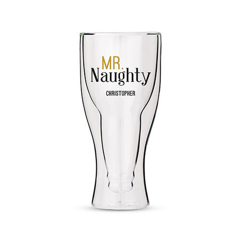 Personalized Double Walled Beer Glass Mr. Naughty Print