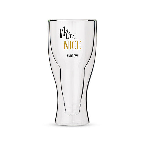 Personalized Double Walled Beer Glass Mr. Nice Print