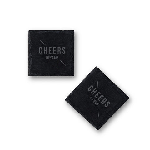 Set of Square Slate Coasters - Linear Cheers Etching