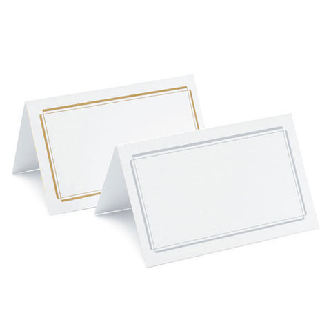 Plain & Double Border Place Cards Package of 50 Double Border Silver