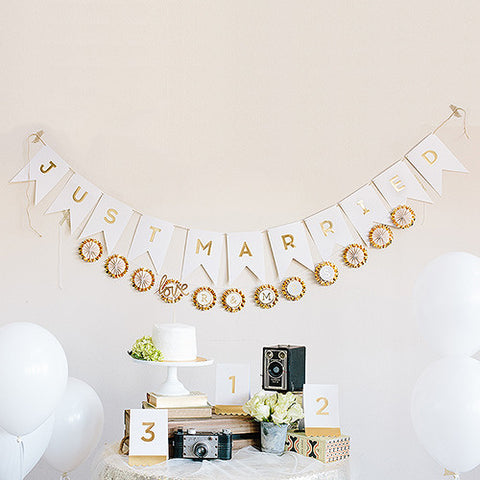 Gold Foil "Just Married" Pennant Banner