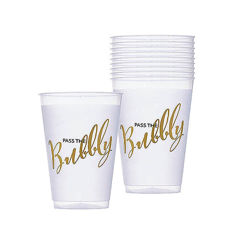 Pass The Bubbly Frosted Plastic Tumblers