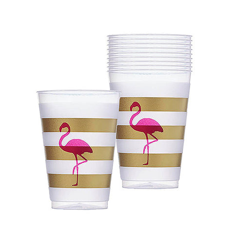 Pink Flamingo Frosted Plastic Tumblers
