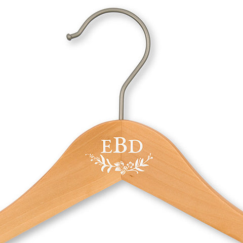 Personalized Wooden Wedding Hanger - Modern Fairy Tale Monogram Printing Natural