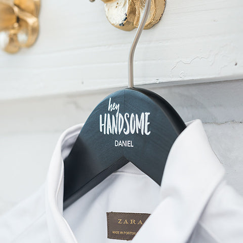 Personalized Wooden Wedding Hanger - Hey Handsome Printing Natural