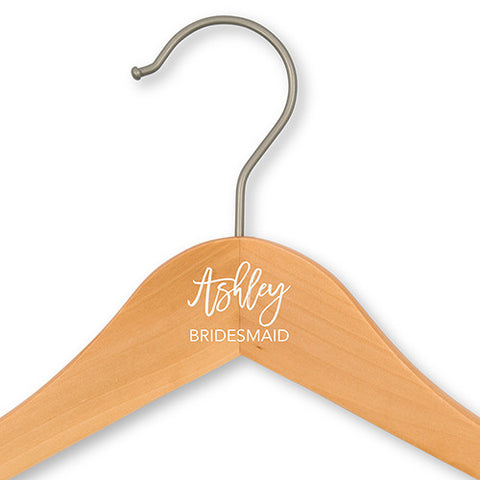 Personalized Wooden Wedding Hanger - Calligraphic Name Printing Natural