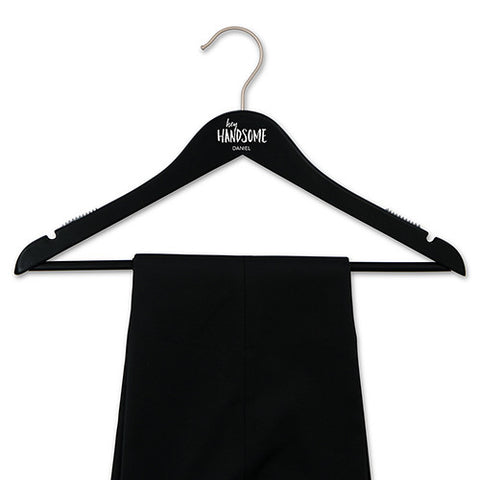 Personalized Wooden Suit Hanger - Black - Hey Handsome Printing