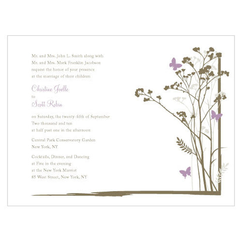 Romantic Butterfly Invitation Lavender