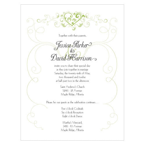 Heart Filigree Invitation Lavender