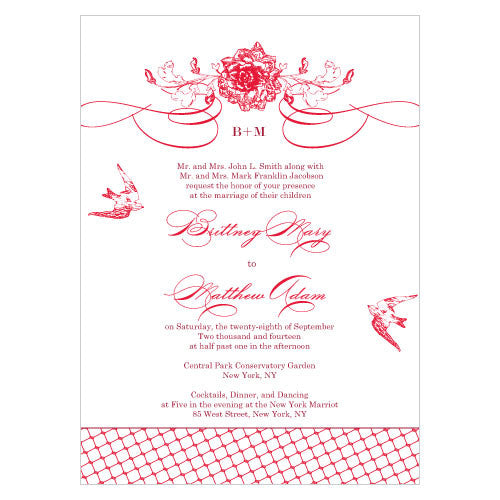 French Whimsy Invitation Red