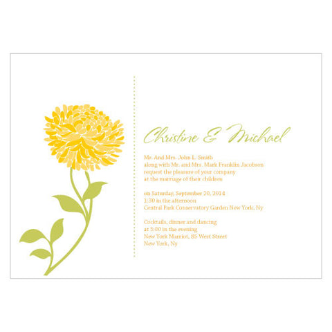 Zinnia Bloom Invitation Black