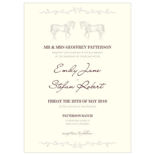 Equestrian Love Invitation Black