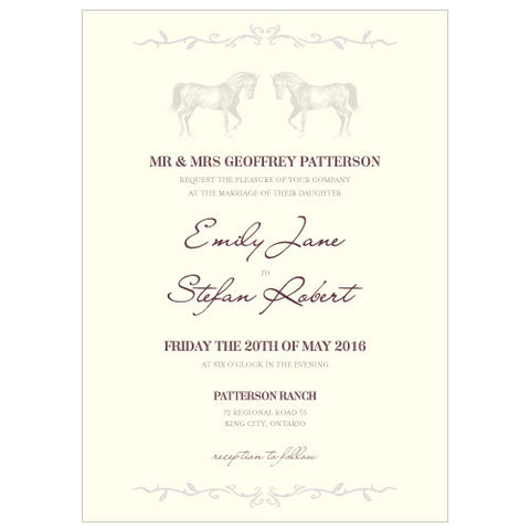 Equestrian Love Invitation Black