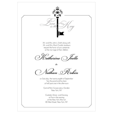 Key Monogram Invitation Black