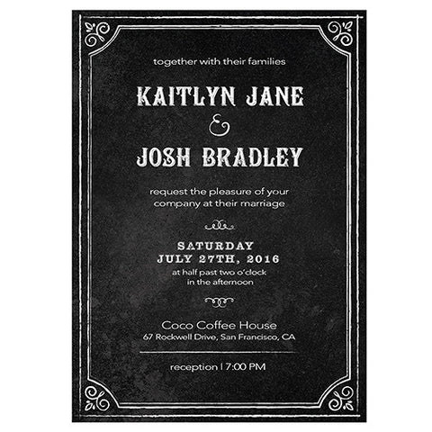 Invitation with Chalkboard Print Design Lavender
