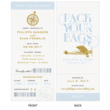 Vintage Travel Boarding Pass Style Invitation With RSVP Pastel Blue