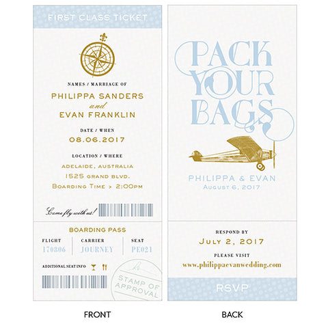 Vintage Travel Boarding Pass Style Invitation With RSVP