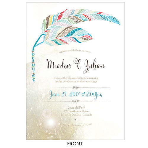 Feather Whimsy Invitation Purple