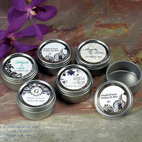 Small Silver Metal Round Tins with Lids