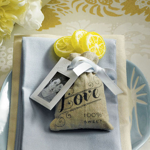 Mini Linen Drawstring Bags with Love Print