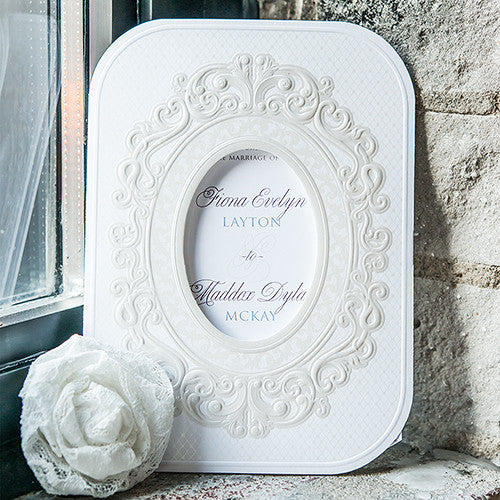 Pearls and Lace Laser Embossed Invitations with Personalization