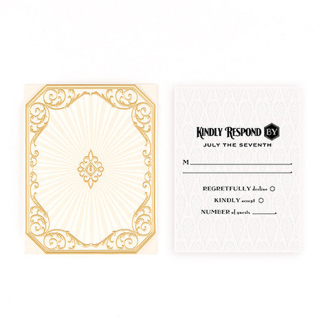 Art Deco Laser Embossed Accessory Cards with Personalization