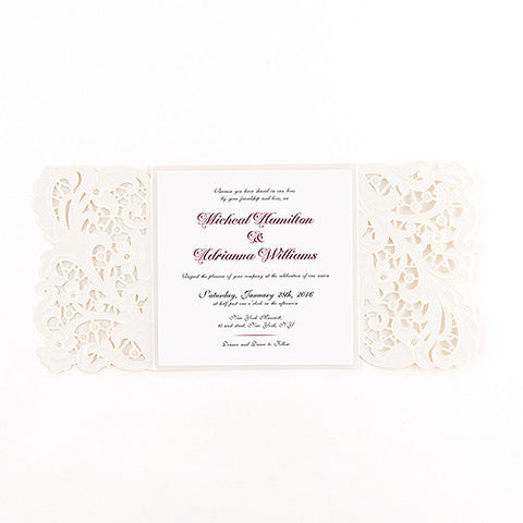 Lace Opulence Laser Embossed Invitations with Personalization