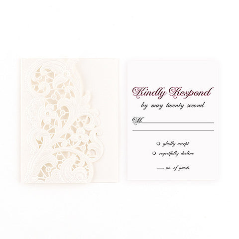 Lace Opulence Laser Embossed Accessory Cards with Personalization