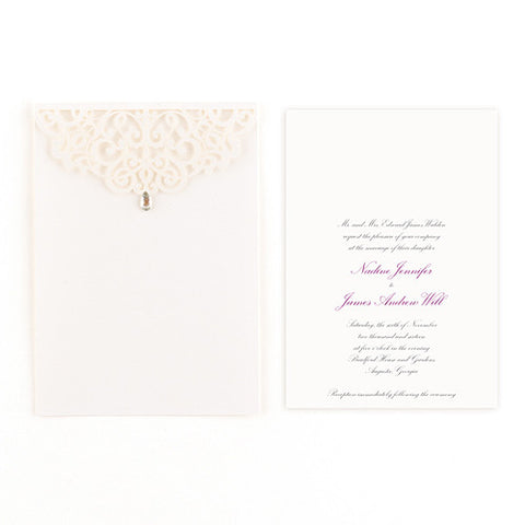 Pearl Romance Laser Embossed Invitations with Personalization