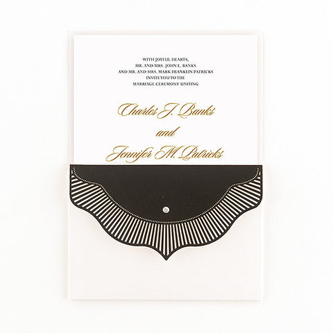 High Style in Black with Crystal Laser Embossed Invitations with Personalization