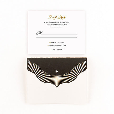 High Style in Black with Crystal Laser Embossed Accessory Cards with Personalization
